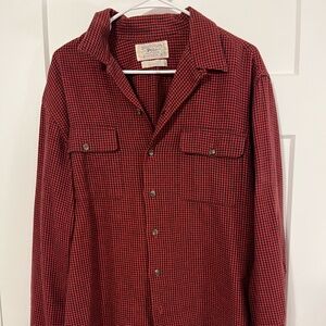 Vintage Polo Ralph Lauren Authentic Dungarees Work Shirt Red Houndstooth Utility
